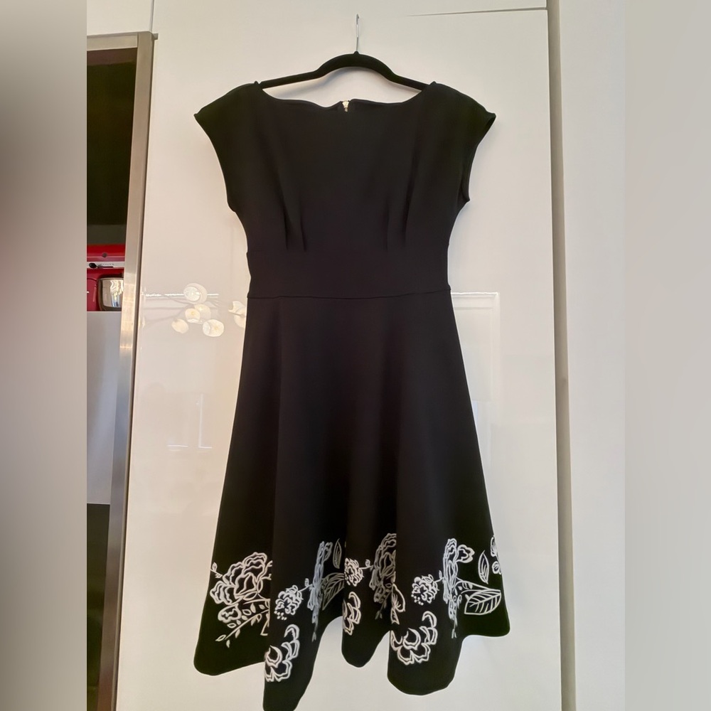 kate spade Black Midi Dress with White Floral Detail